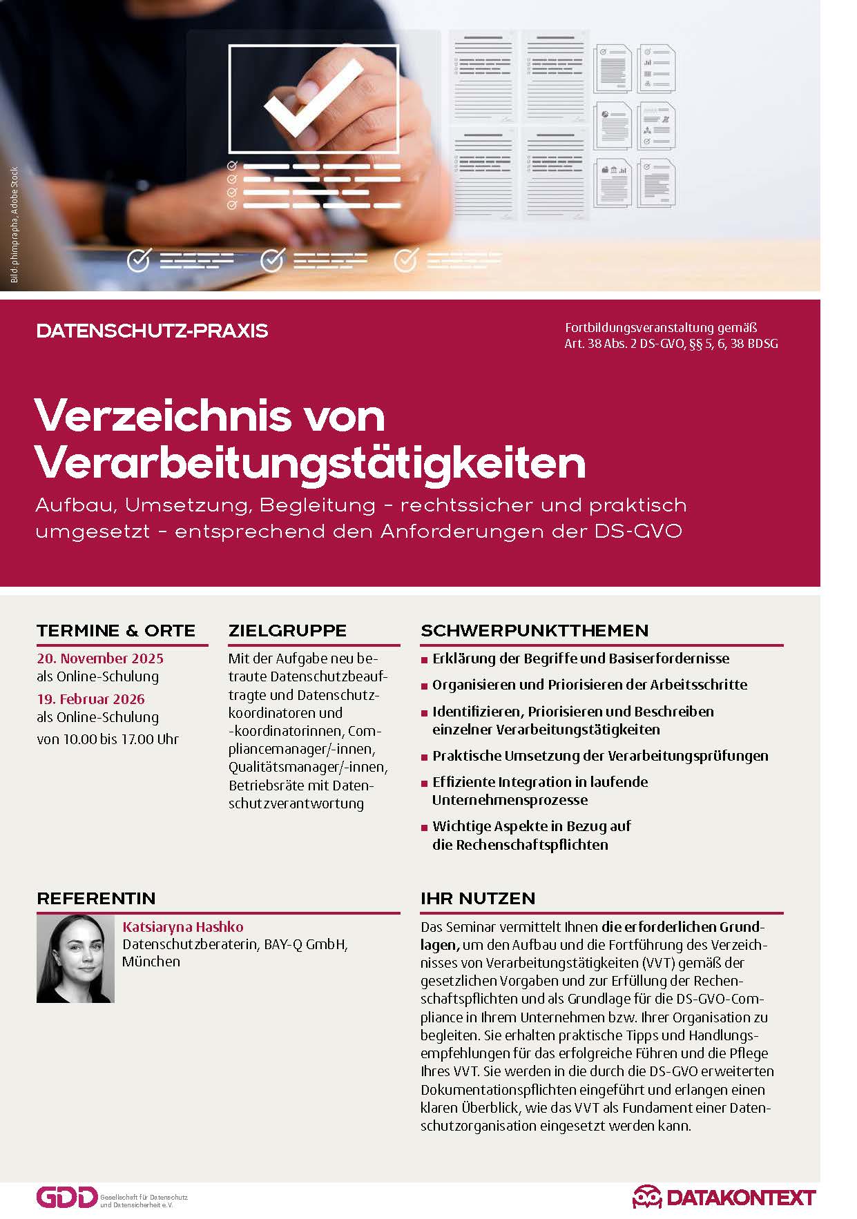 Verzeichnis von Verarbeitungstätigkeiten Verzeichnis von Verarbeitungstätigkeiten