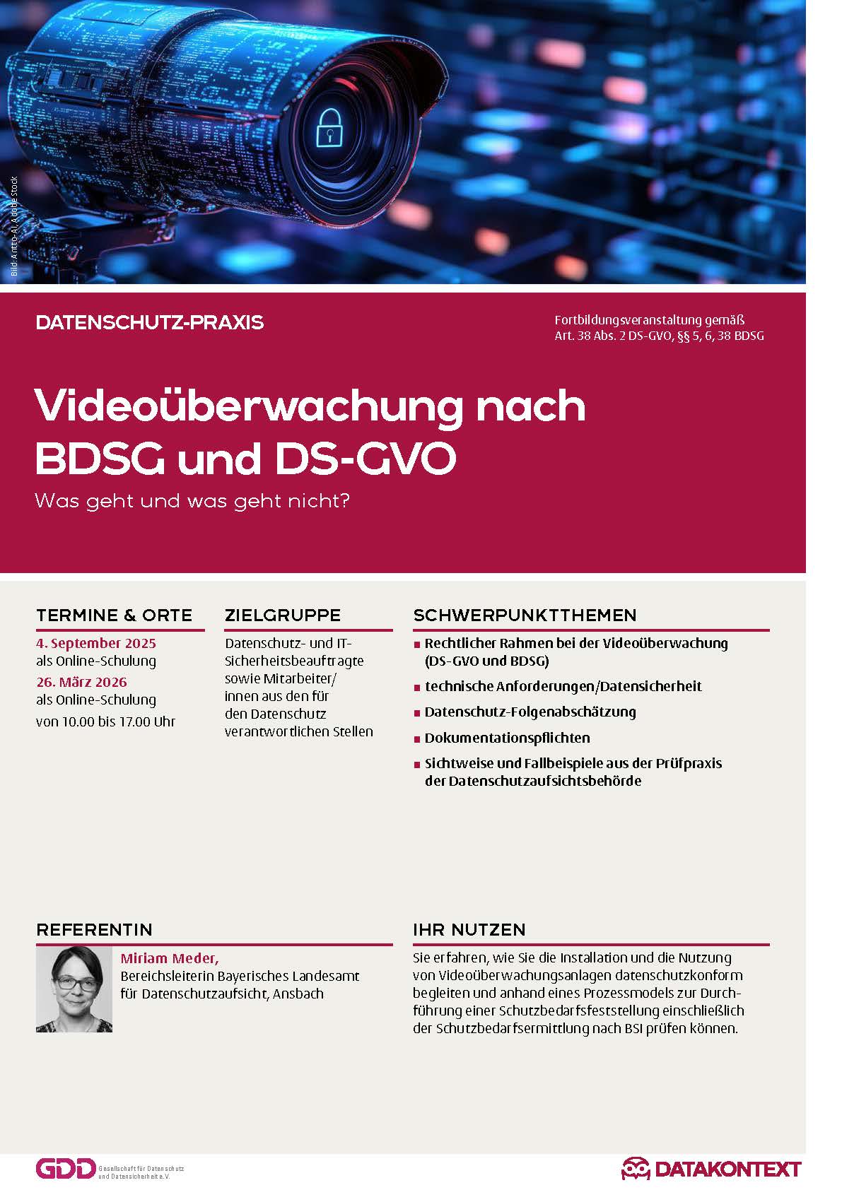 Videoüberwachung nach BDSG und DS-GVO