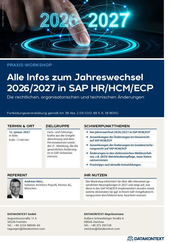Alle Infos zum Jahreswechsel 2026/2027 in SAP HR, HCM, ECP