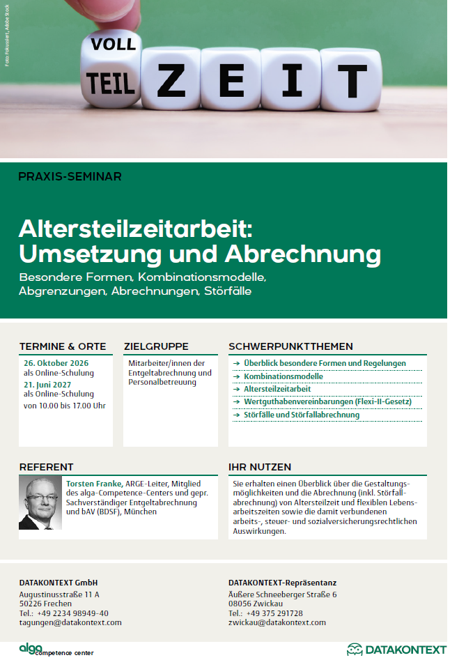 Altersteilzeitarbeit: Umsetzung und Abrechnung