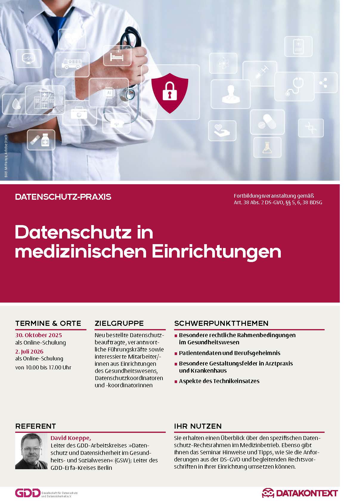 Datenschutz in medizinischen Einrichtungen Datenschutz in medizinischen Einrichtungen