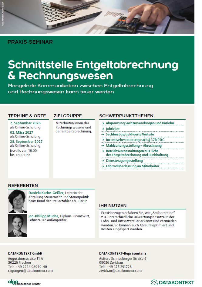 Schnittstelle Entgeltabrechnung & Rechnungswesen