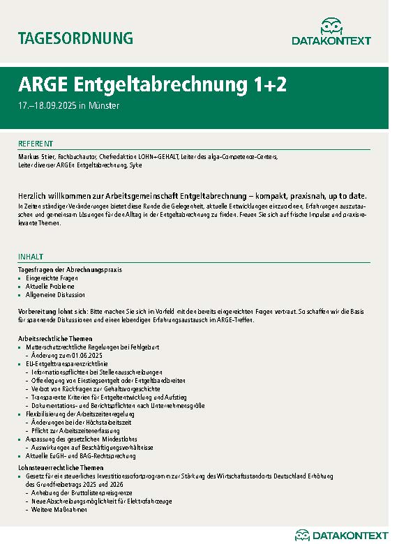 Arbeitsgemeinschaft (ARGE) Entgeltabrechnung 1+2
