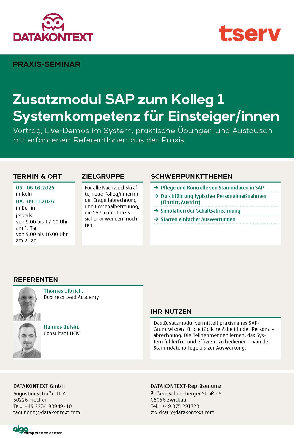 Zusatzmodul SAP zum Kolleg 1 Systemkompetenz für Einsteiger/innen