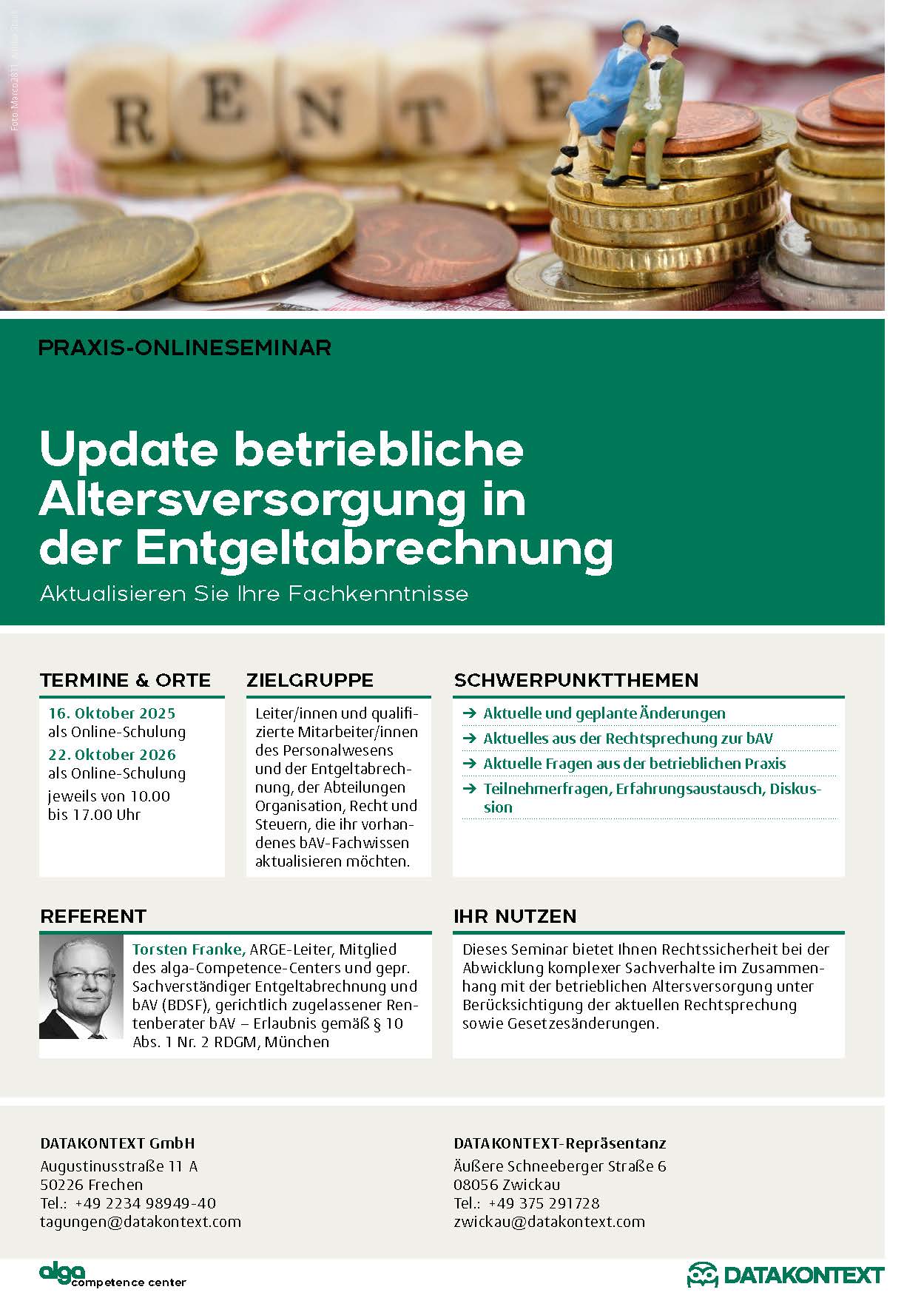 Update betriebliche Altersversorgung in der Entgeltabrechnung
