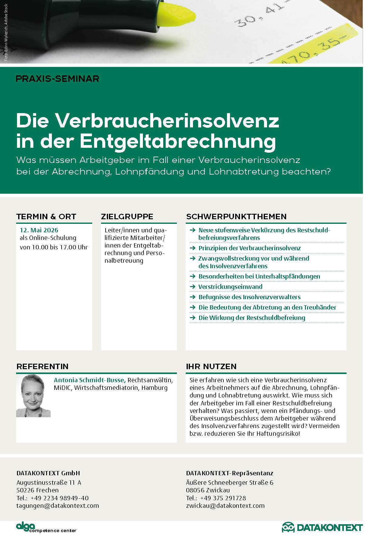 Die Verbraucherinsolvenz in der Entgeltabrechnung