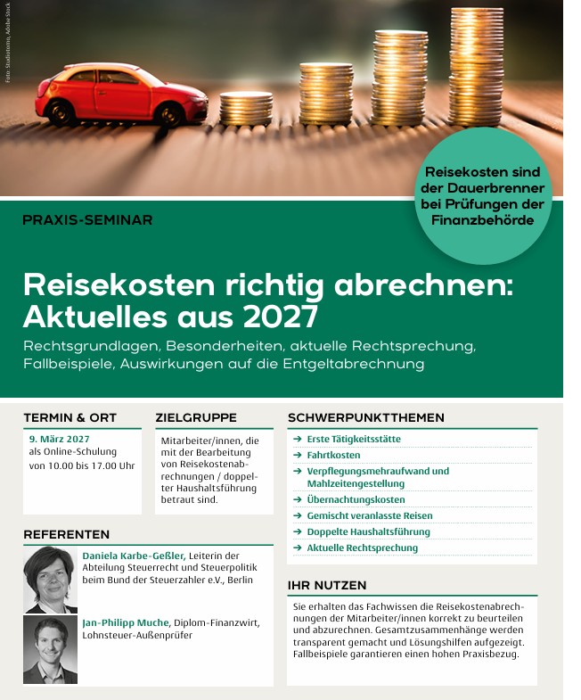 Reisekosten richtig abrechnen: Aktuelles aus 2027