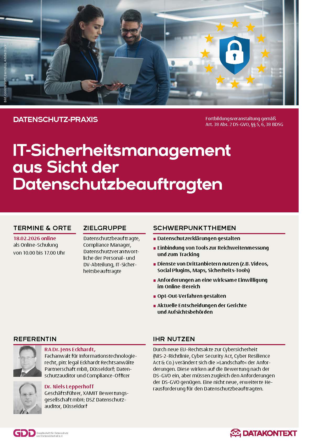 IT-Sicherheitsmanagement aus Sicht des/der Datenschutzbeauftragten