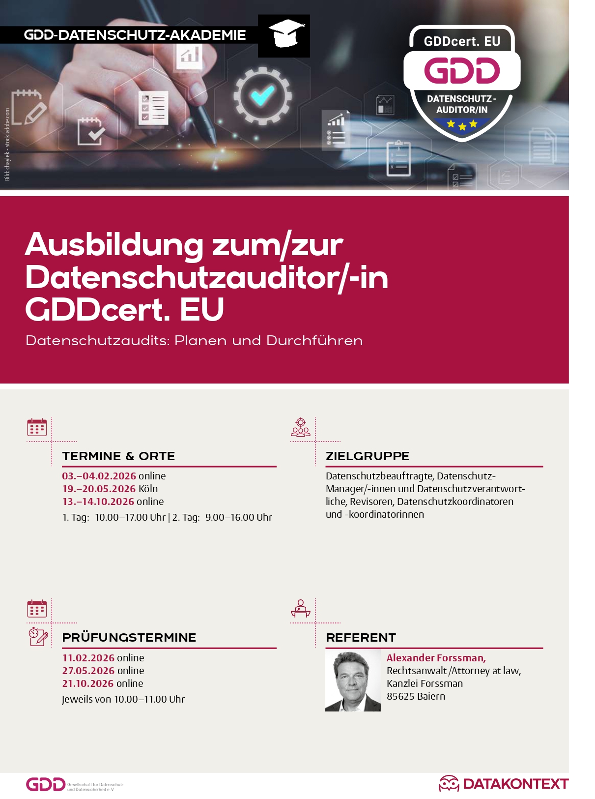 Ausbildung zum/zur Datenschutzauditor/in GDD cert.
