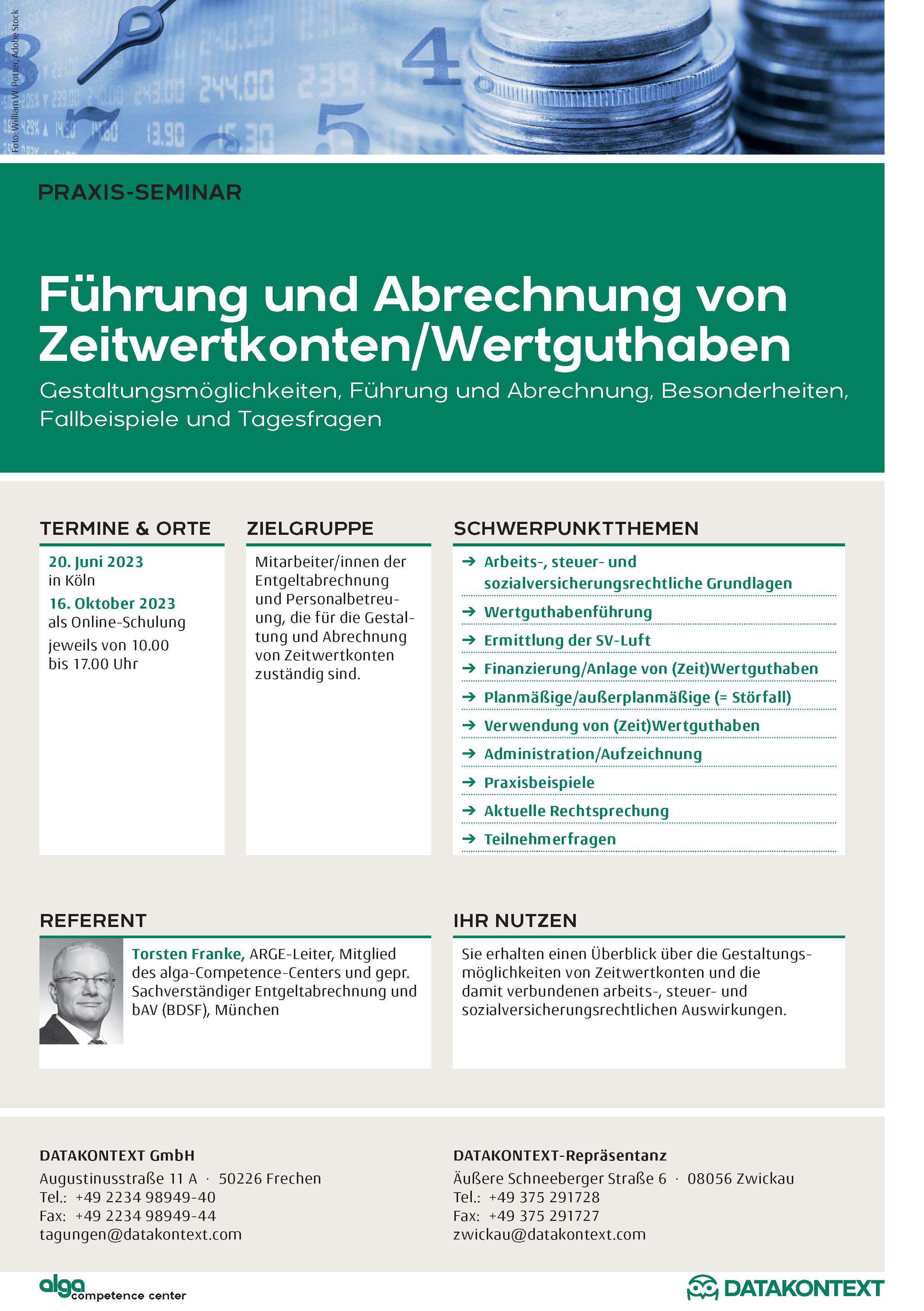 Führung und Abrechnung von Zeitwertkonten / Wertguthaben
