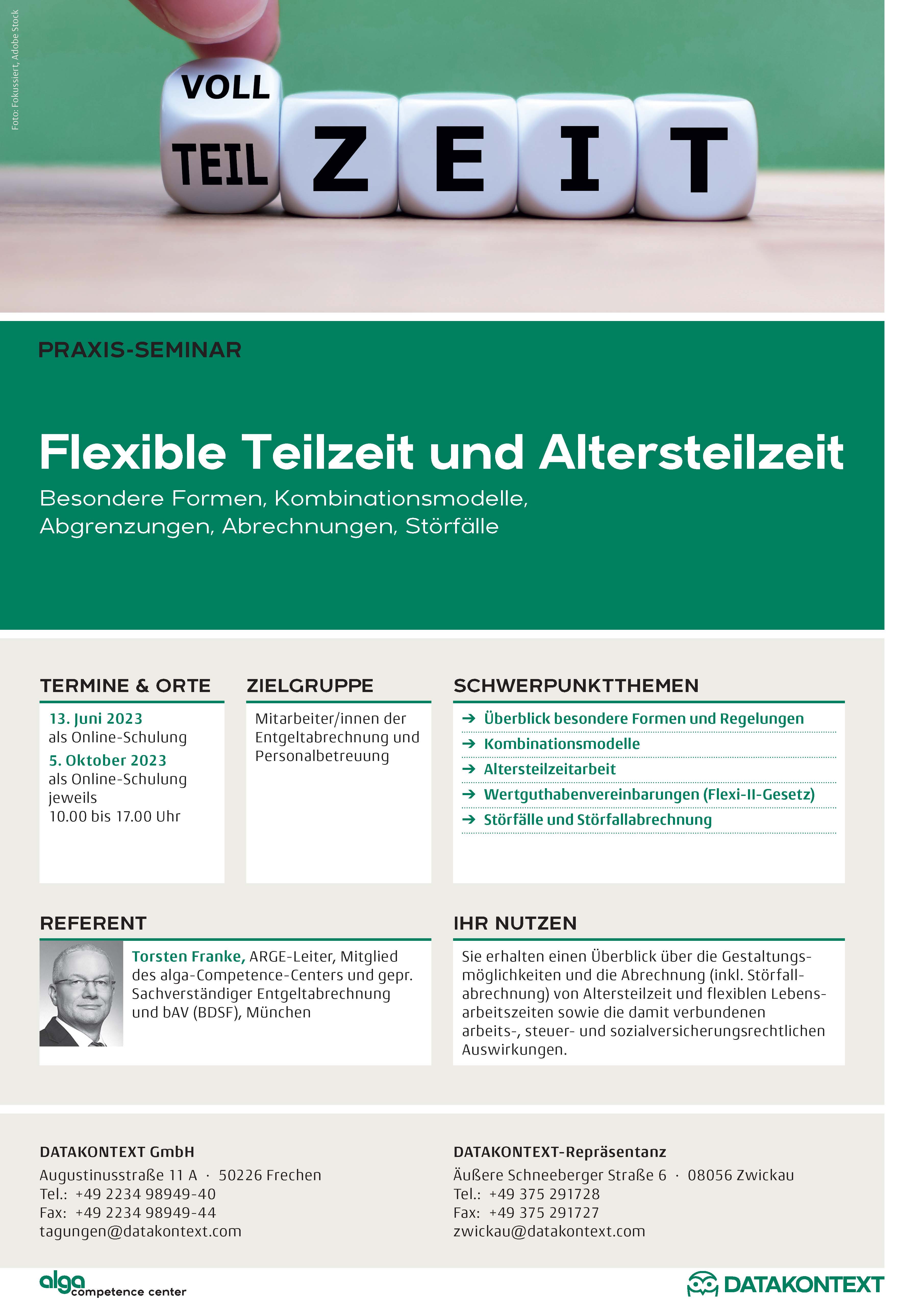 Flexible Teilzeit und Altersteilzeit in der Entgeltabrechnung