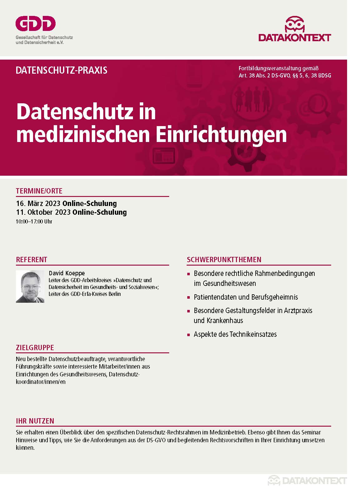 Datenschutz in medizinischen Einrichtungen