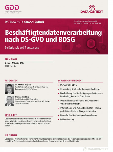 Beschäftigtendatenverarbeitung nach DS-GVO und BDSG