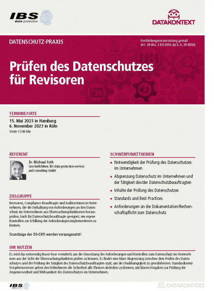 Prüfen des Datenschutzes für Revisoren