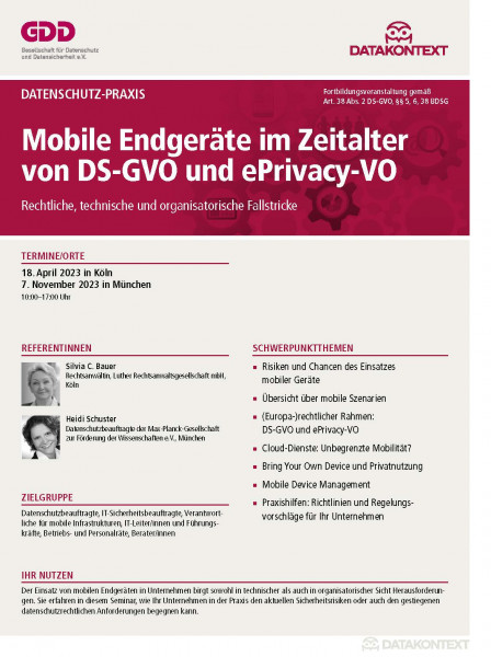 Mobile Endgeräte im Zeitalter von DS-GVO und e-Privacy-VO