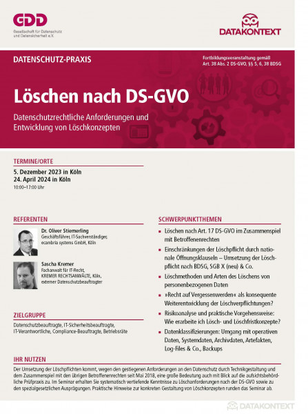 Löschen nach DS-GVO