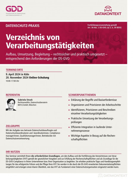 Verzeichnis von Verarbeitungstätigkeiten