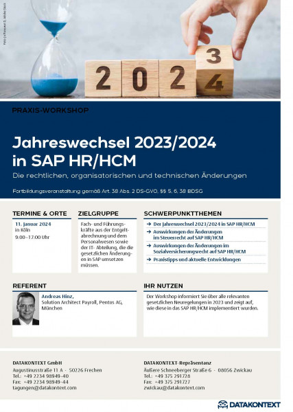 Jahreswechsel 2023/2024 in SAP HR/HCM