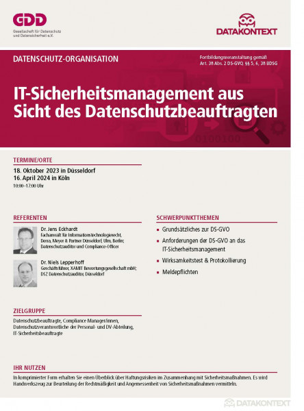 IT-Sicherheitsmanagement aus Sicht der DS-GVO