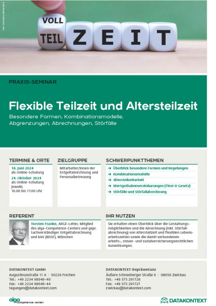 Flexible Teilzeit und Altersteilzeit in der Entgeltabrechnung