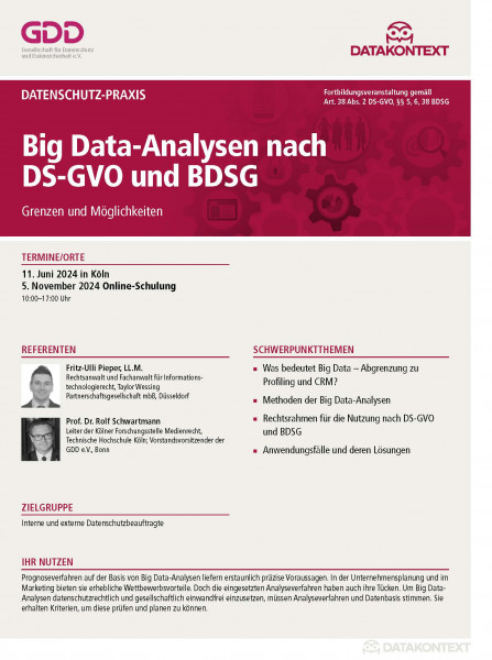 Big Data-Analysen nach DS-GVO und BDSG