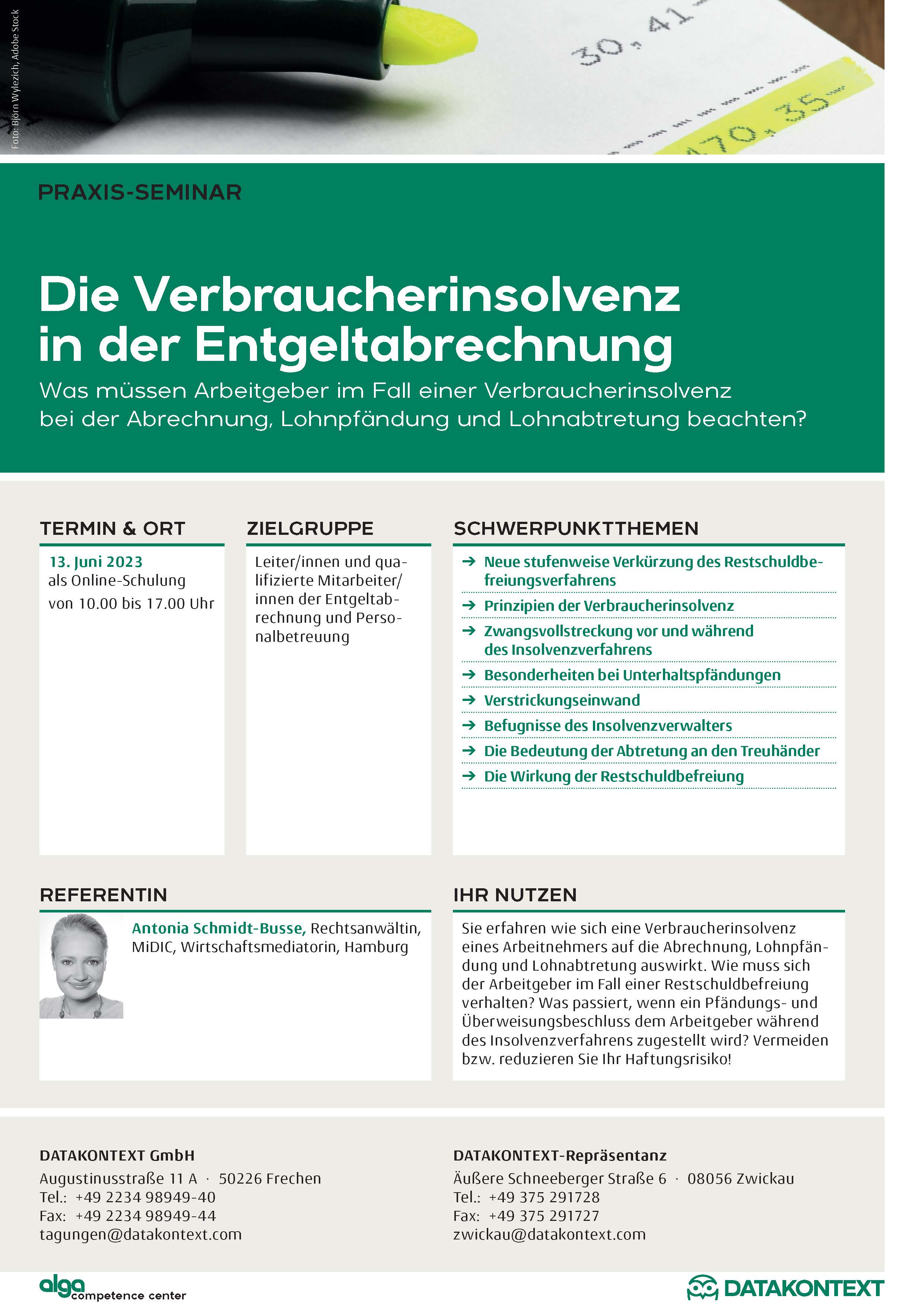Die Verbraucherinsolvenz in der Entgeltabrechnung