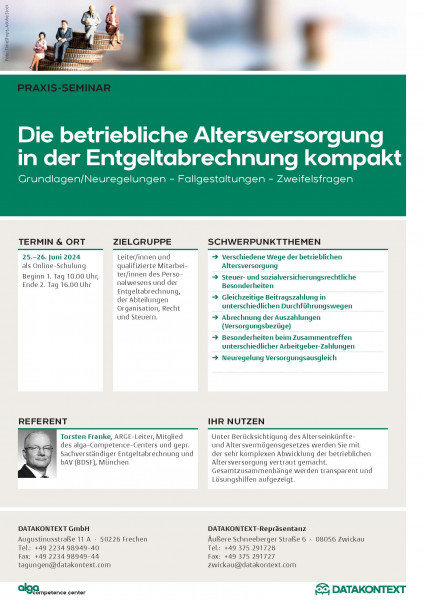 Die betriebliche Altersversorgung in der Entgeltabrechnung kompakt