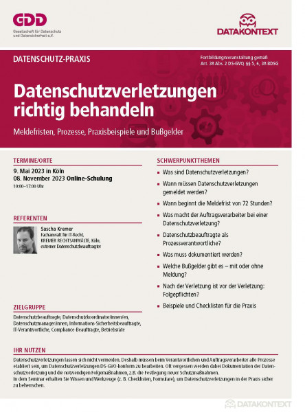 Datenschutzverletzungen richtig behandeln