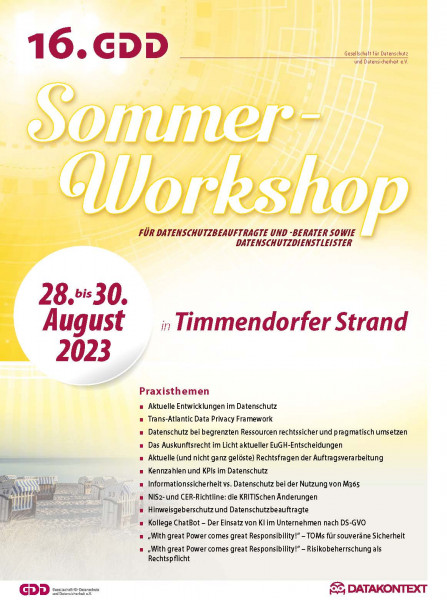 16. GDD-Sommer-Workshop für Datenschutzbeauftragte und -berater sowie Datenschutzdienstleister