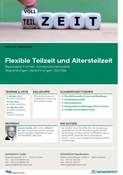 Flexible Teilzeit und Altersteilzeit in der Entgeltabrechnung