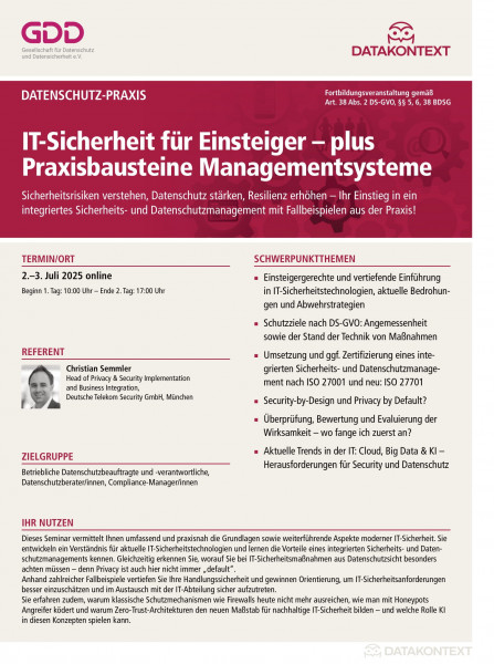 IT-Sicherheit für Einsteiger – plus Praxisbausteine Managementsysteme