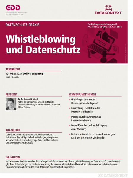 Whistleblowing und Datenschutz