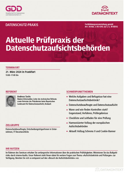 Aktuelle Prüfpraxis der Datenschutzaufsichtsbehörden