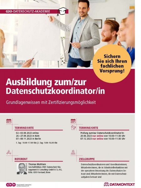 Ausbildung zum/zur Datenschutzkoordinator/in