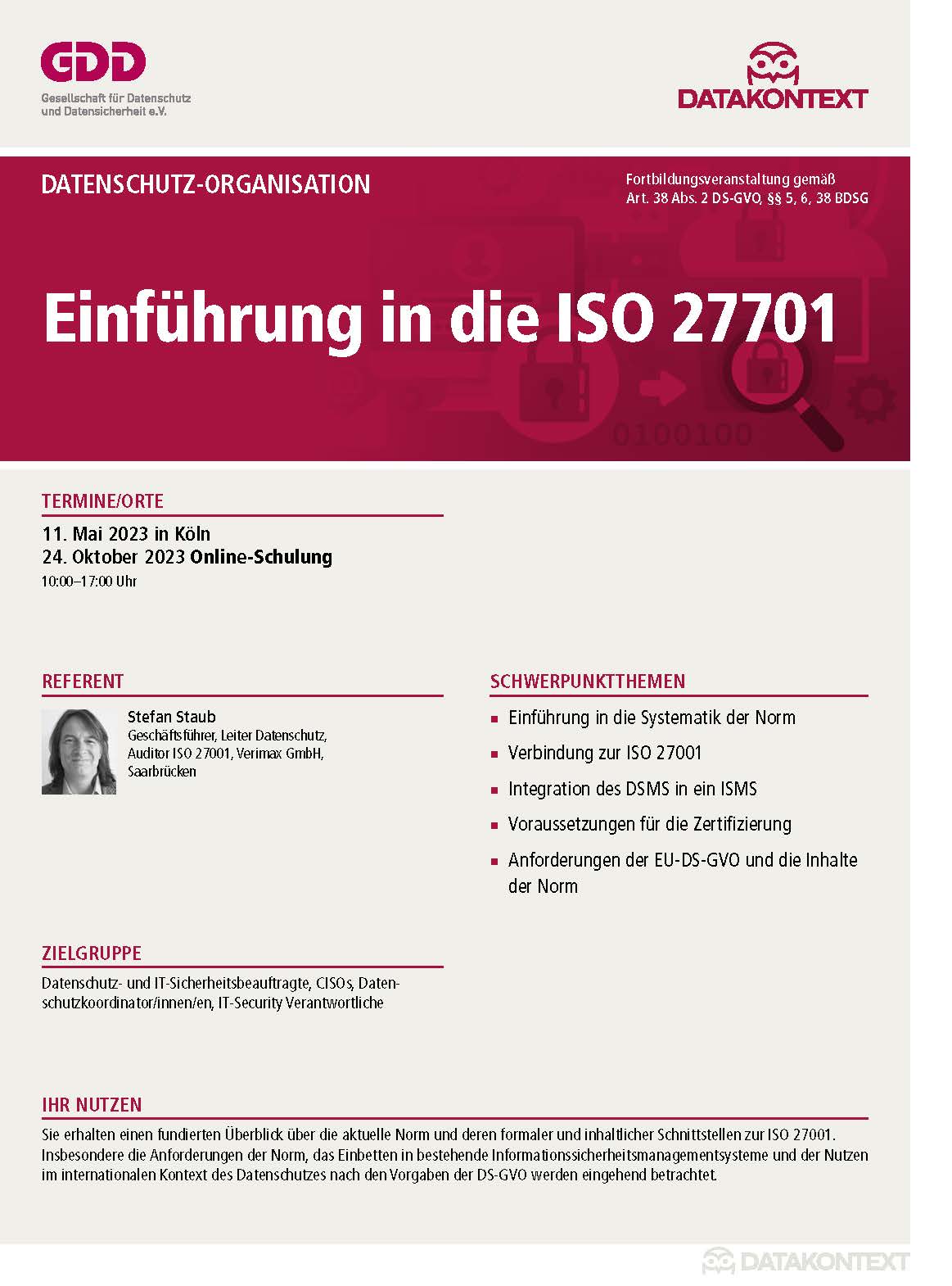 Einführung in die ISO27701