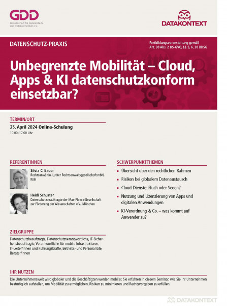 Unbegrenzte Mobilität – Cloud, Apps & KI datenschutzkonform einsetzbar?