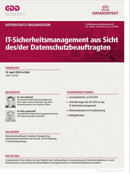 IT-Sicherheitsmanagement aus Sicht der DS-GVO