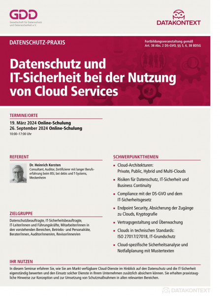 Datenschutz und IT-Sicherheit bei der Nutzung von Cloud Services