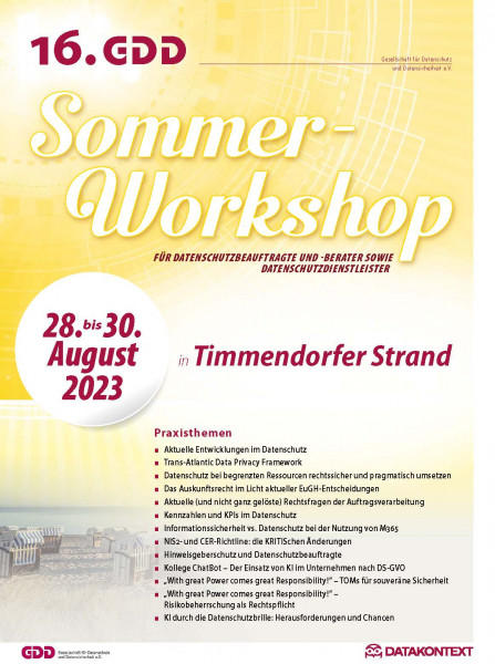 16. GDD-Sommer-Workshop für Datenschutzbeauftragte und -berater sowie Datenschutzdienstleister